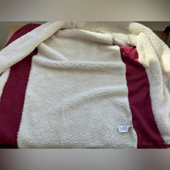 LL Bean Womens M Sherpa Lined Cozy Lounge Cardigan 505470 Shawl Collar Pockets - Picture 7 of 9